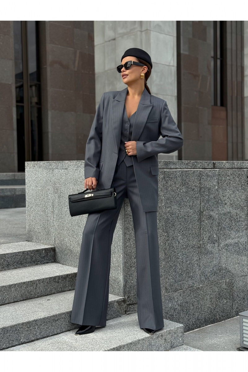 Брюки KORTNI 19BR11 серый в голубую полоску