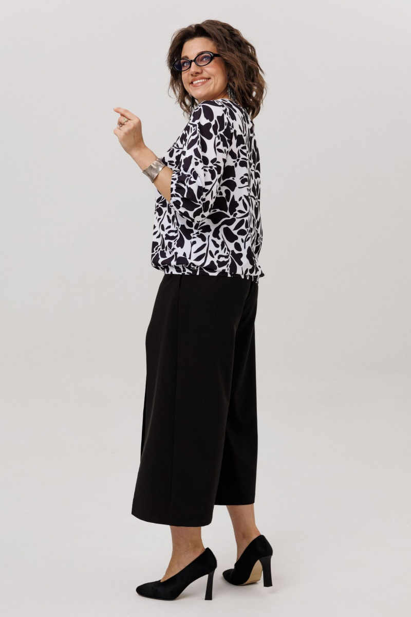 Блузы Anelli 1779 черно-белые_цветы