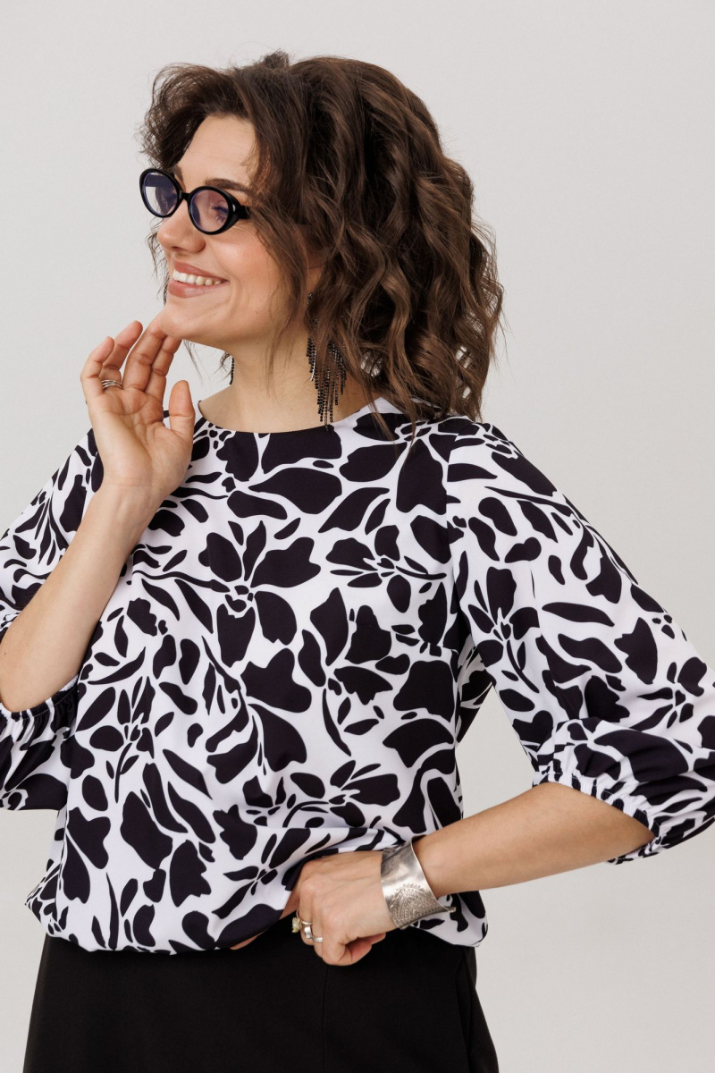 Блузы Anelli 1779 черно-белые_цветы