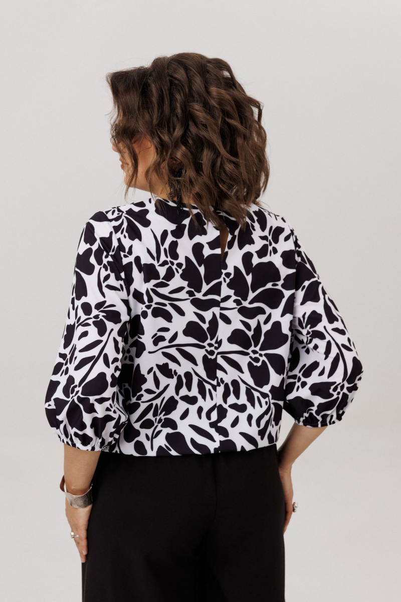 Блузы Anelli 1779 черно-белые_цветы