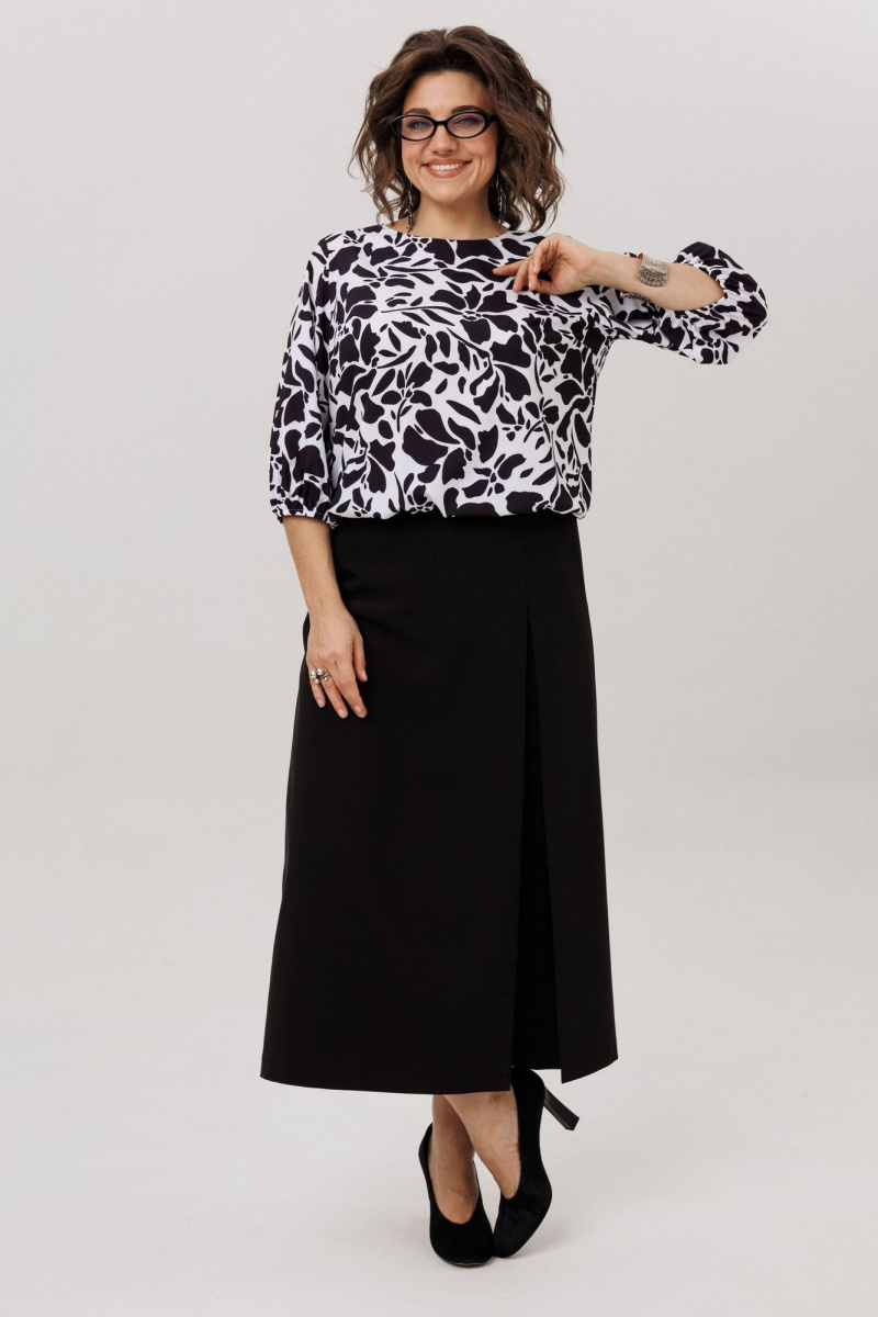 Блузы Anelli 1779 черно-белые_цветы