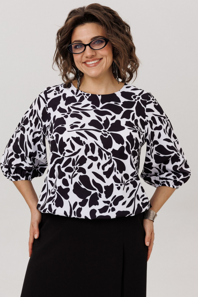 Блузы Anelli 1779 черно-белые_цветы