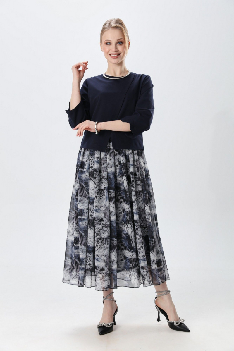 Платья NikVa 1007-2 индиго и серая абстракция