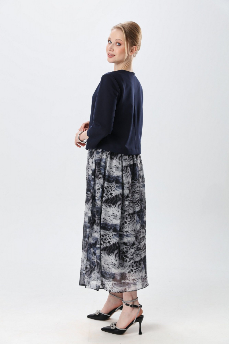 Платья NikVa 1007-2 индиго и серая абстракция