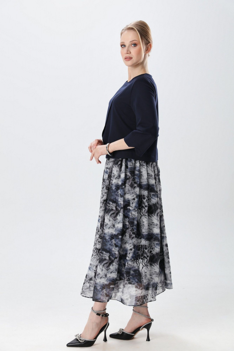 Платья NikVa 1007-2 индиго и серая абстракция