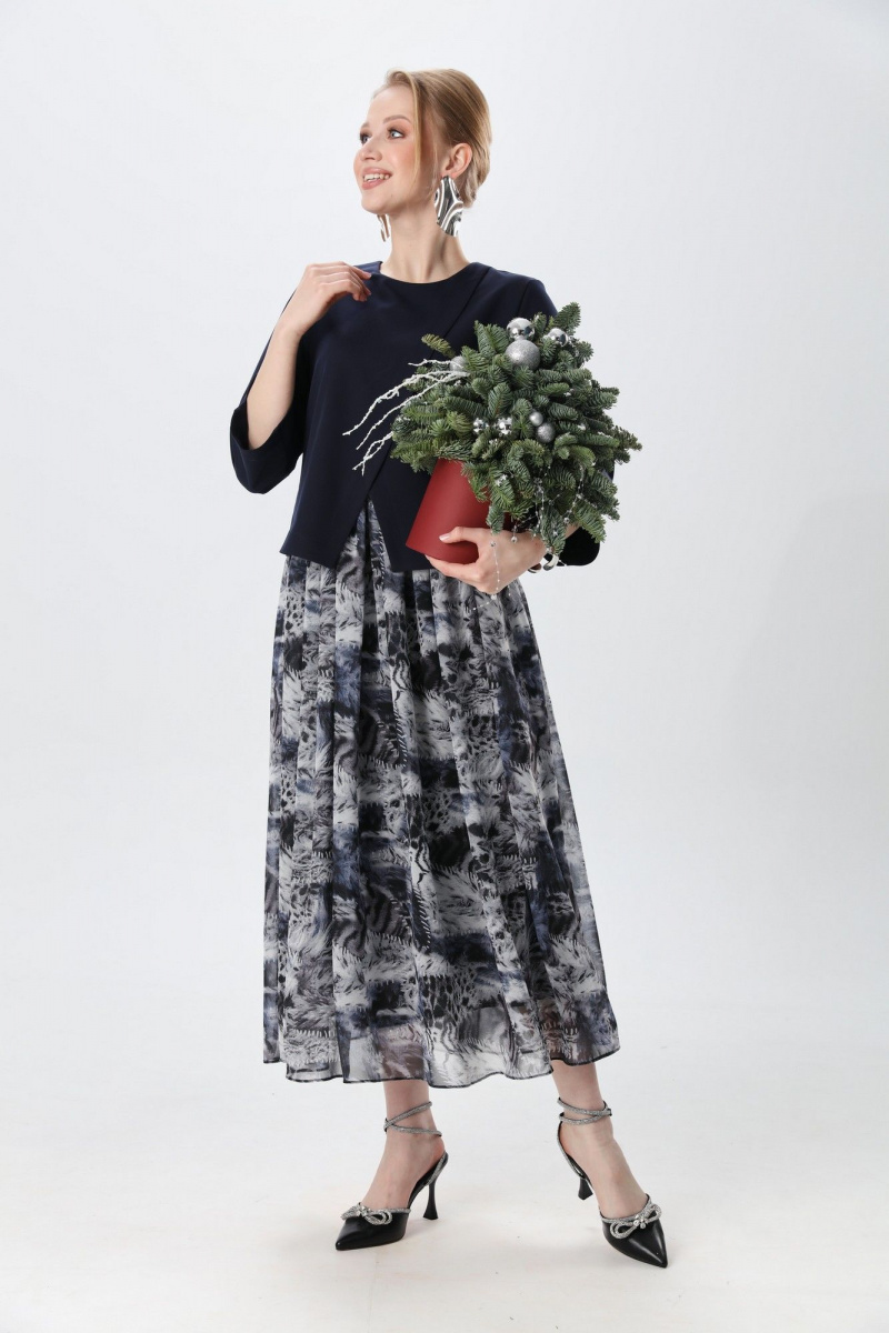 Платья NikVa 1007-2 индиго и серая абстракция