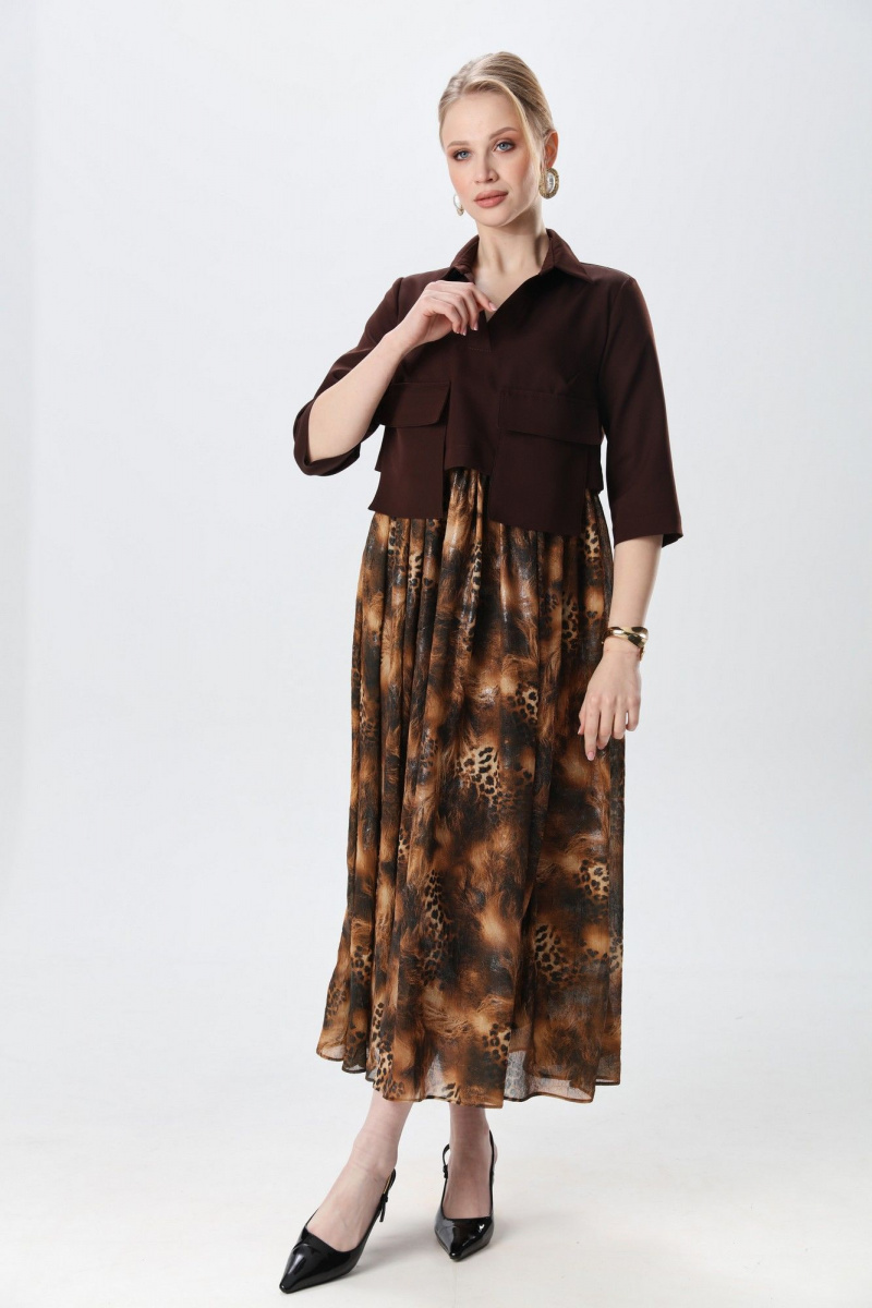Платья NikVa 514-5 шоколад и кофейный леопард
