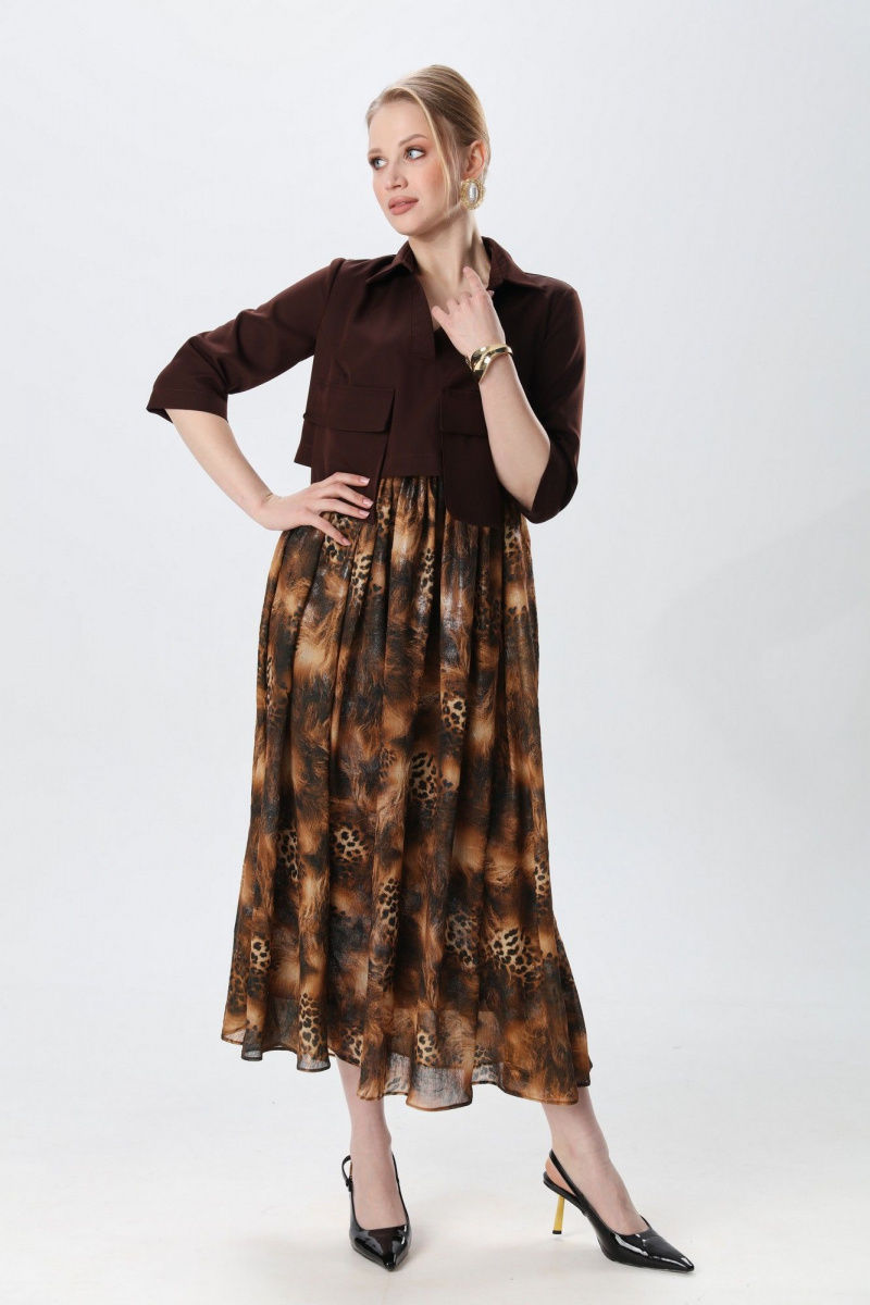 Платья NikVa 514-5 шоколад и кофейный леопард