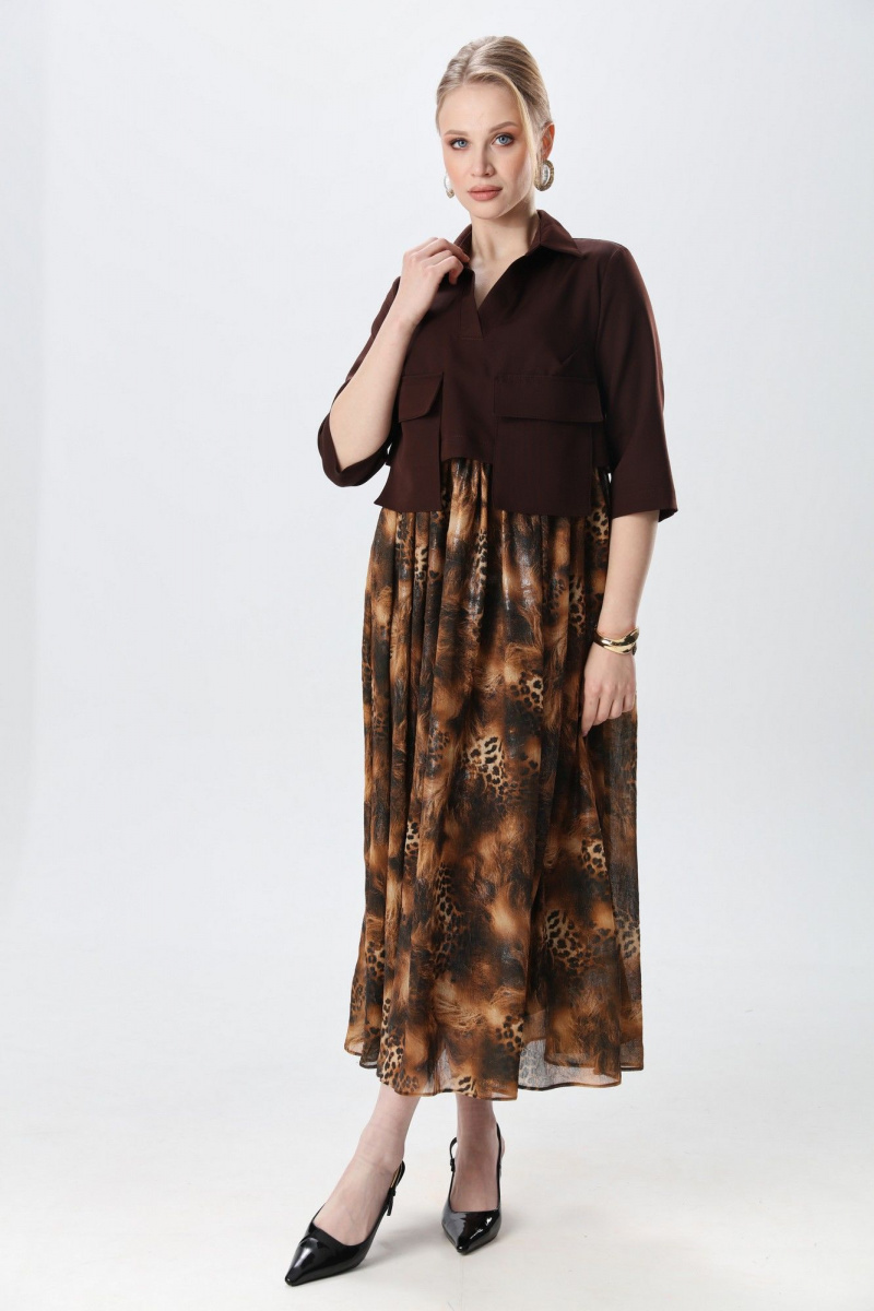 Платья NikVa 514-5 шоколад и кофейный леопард