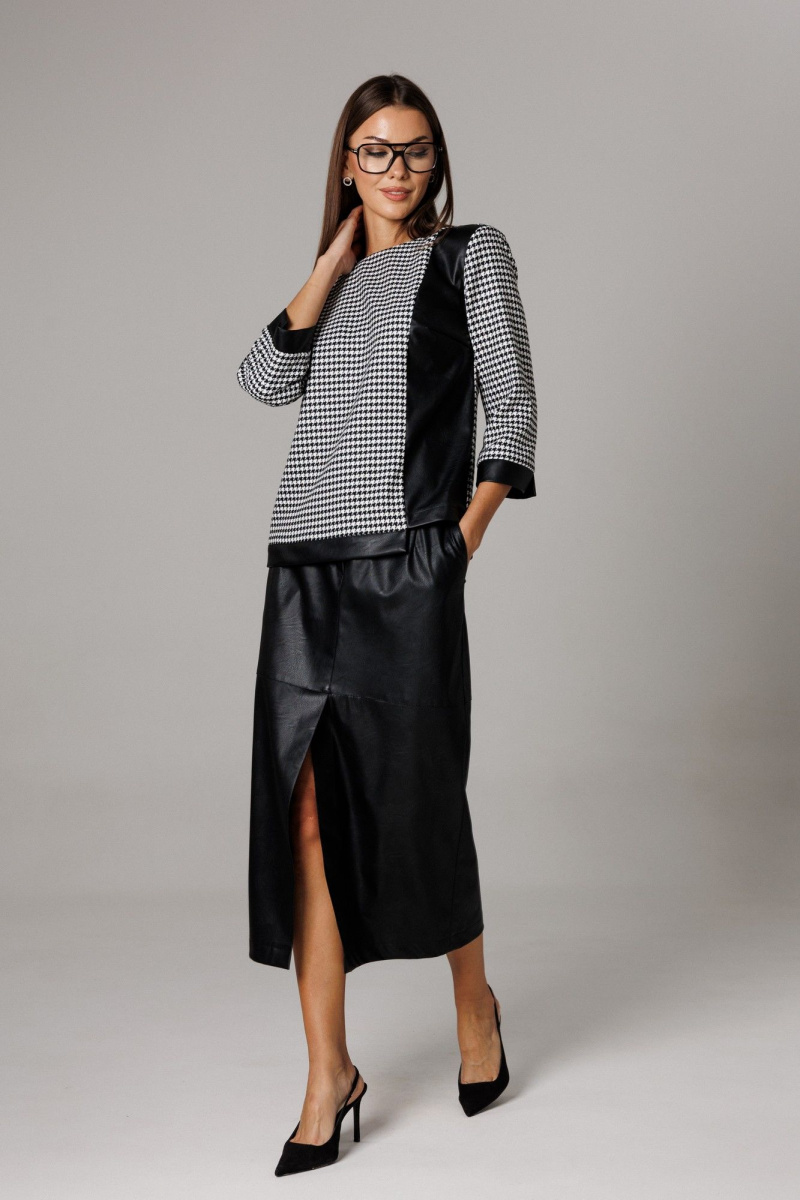 Юбочный комплект Ларс Стиль 1174 молочный-черный