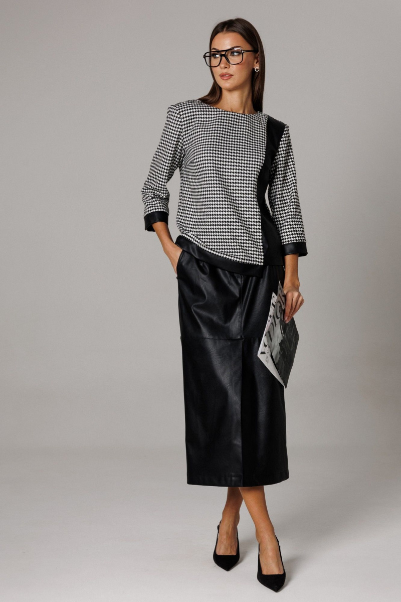 Юбочный комплект Ларс Стиль 1174 молочный-черный