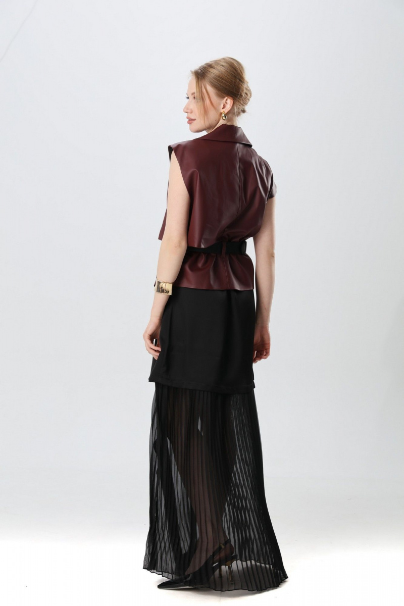 Плательный комплект NikVa 1018-2 чёрный и бордо