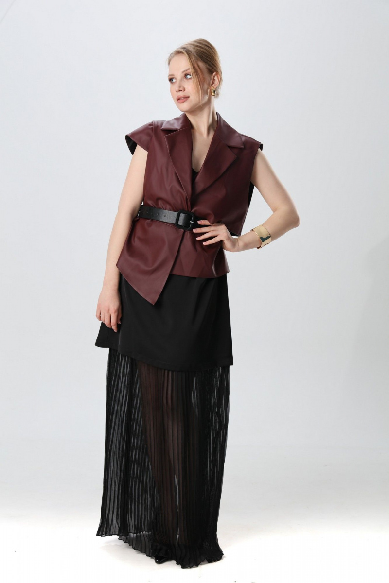 Плательный комплект NikVa 1018-2 чёрный и бордо