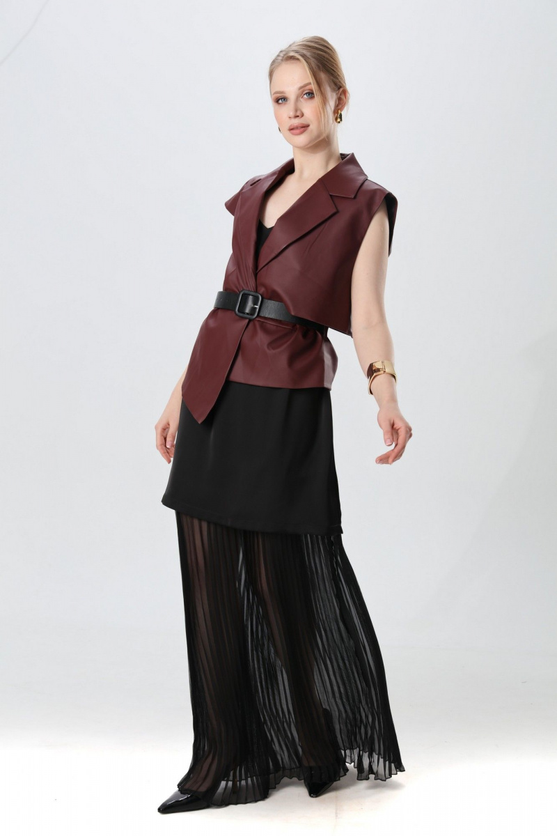 Плательный комплект NikVa 1018-2 чёрный и бордо