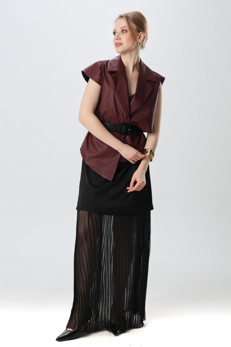 Плательный комплект NikVa 1018-2 чёрный и бордо