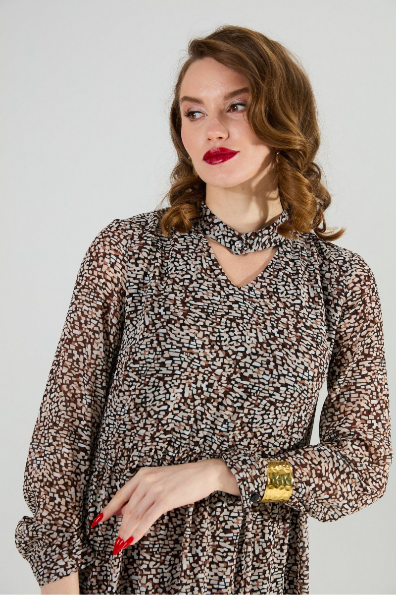 Плательный комплект NikVa 1020-2 коричневый мультиколор и шоколад