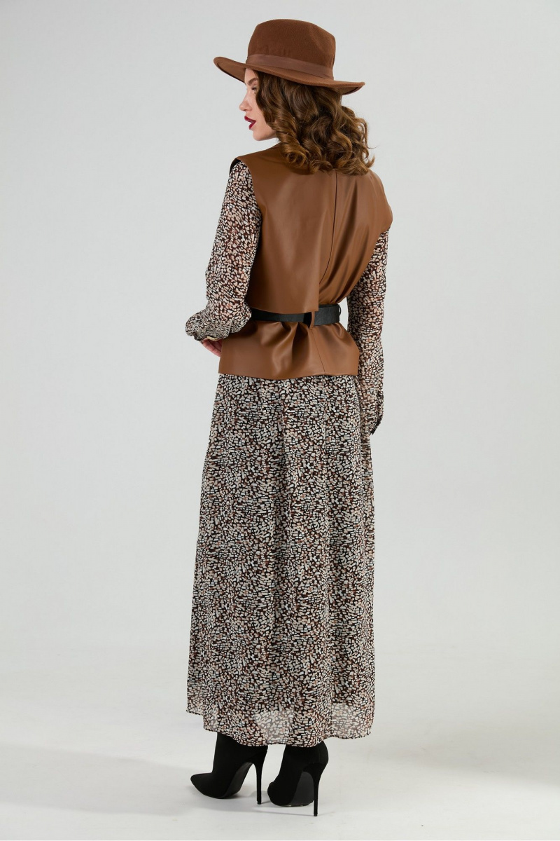 Плательный комплект NikVa 1020-2 коричневый мультиколор и шоколад