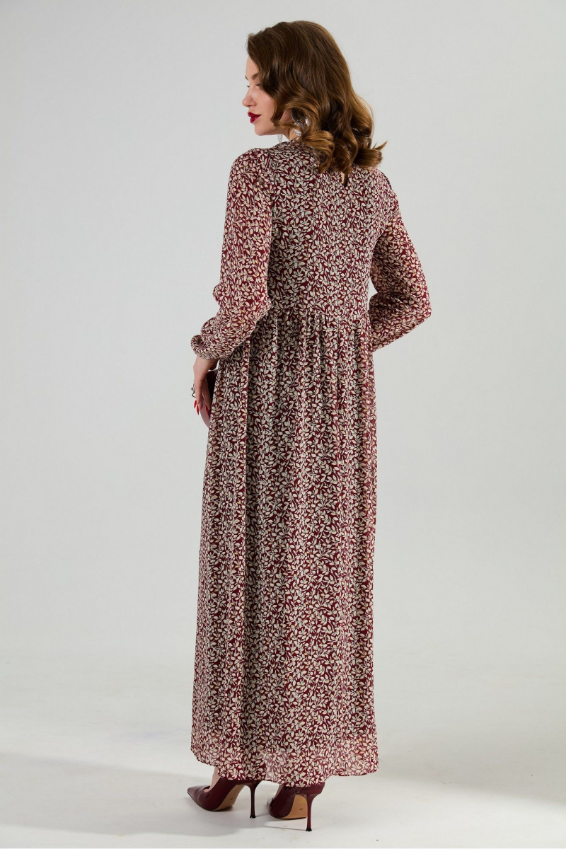 Плательный комплект NikVa 1020-4 листочки бургунди и чёрный