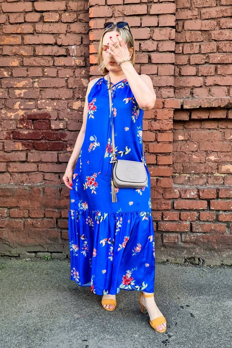 Сарафаны Shymoda 126-20 светло-синий/цветы