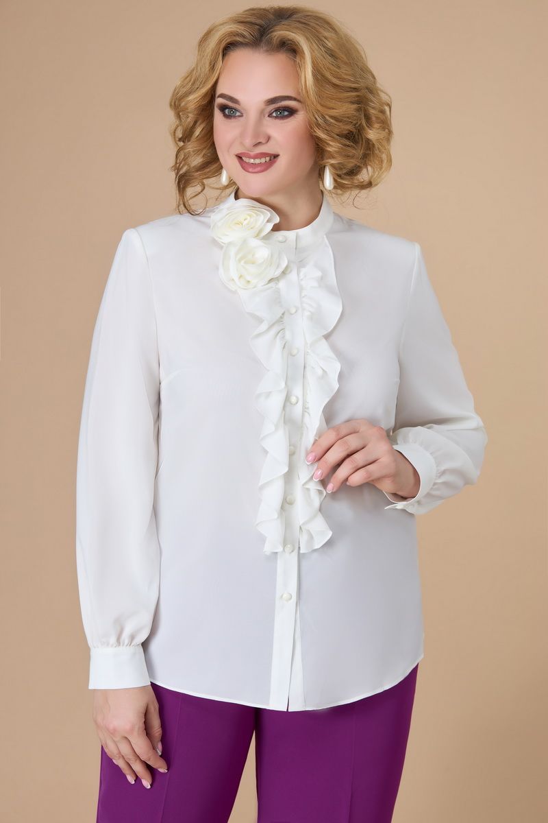 Брючный костюм Svetlana-Style 1581 молочный+фиолетовый