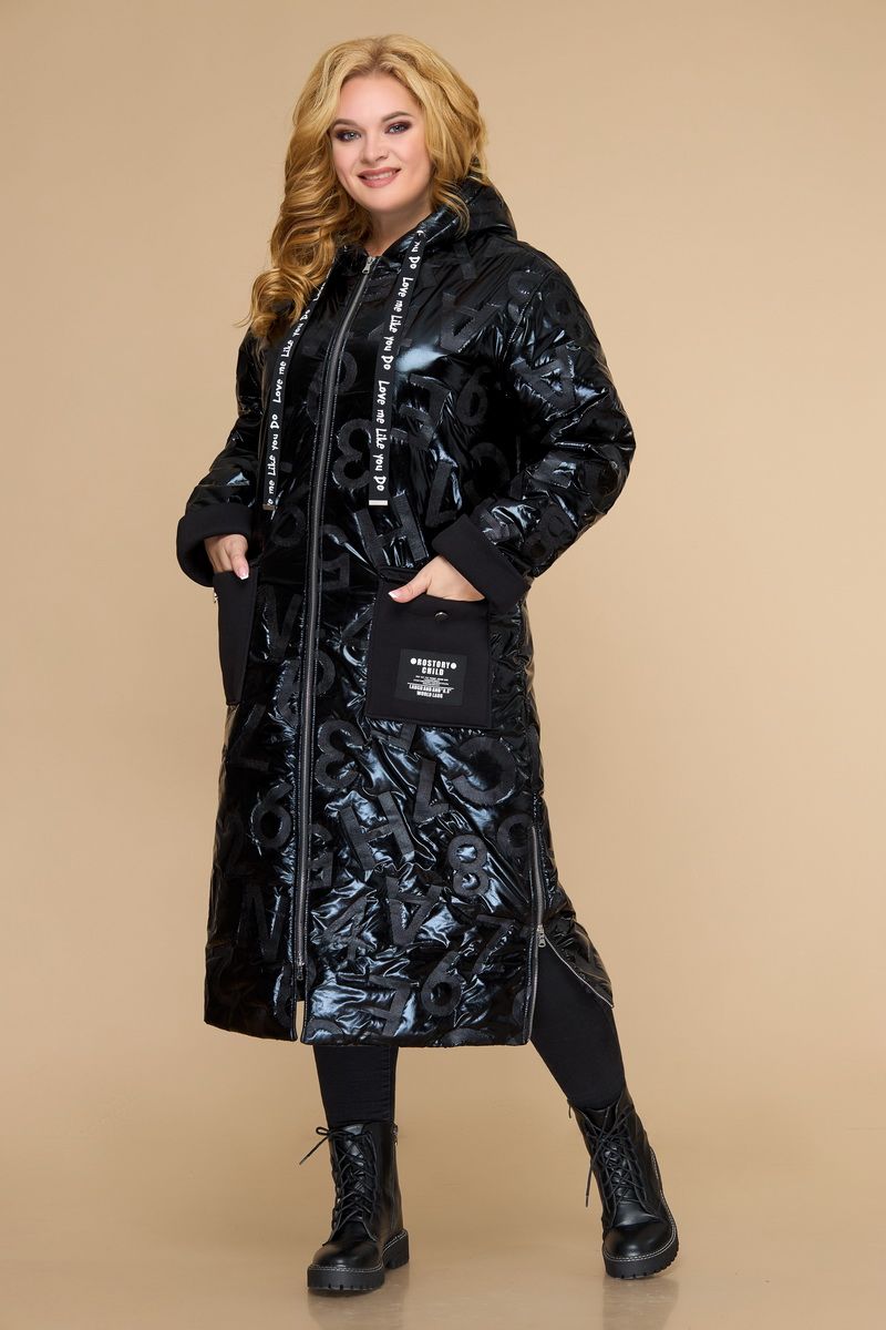 Женское пальто Svetlana-Style 1826 черный+буквы