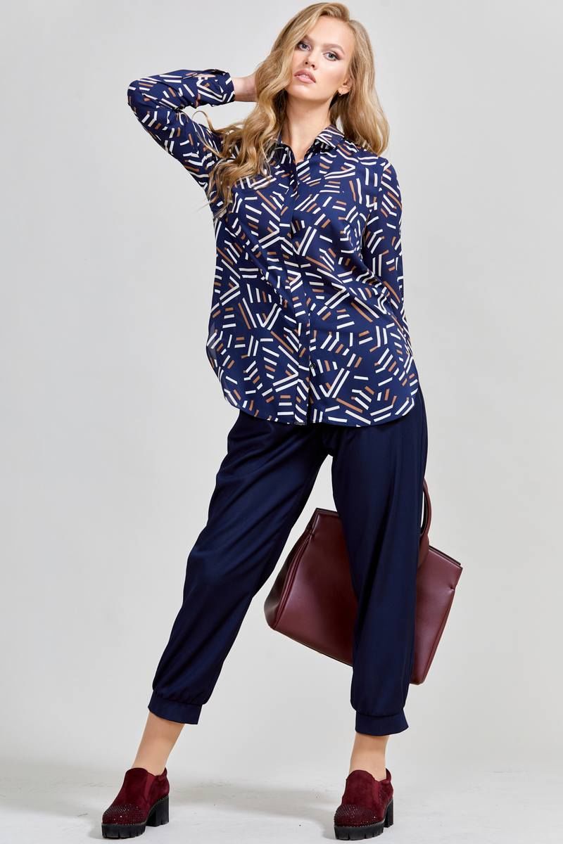 Блузы Teffi Style L-1596 синий