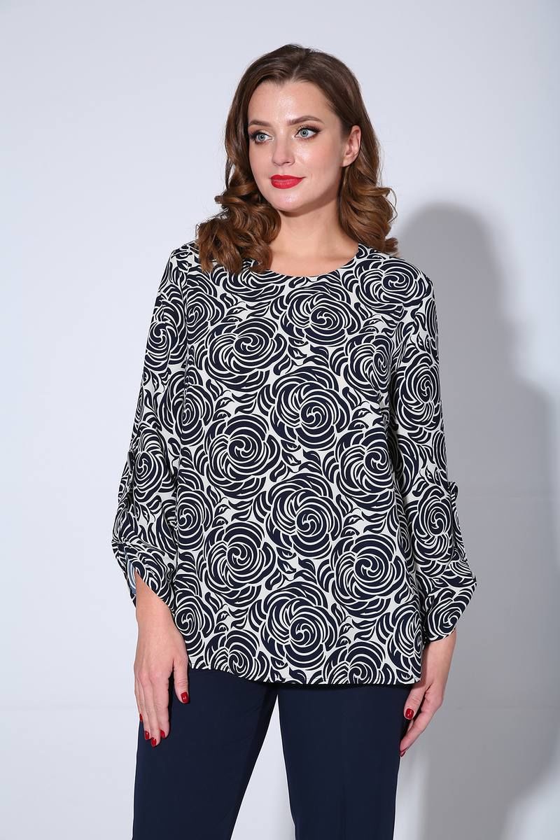 Блузы Liona Style 811Б молочный/синий