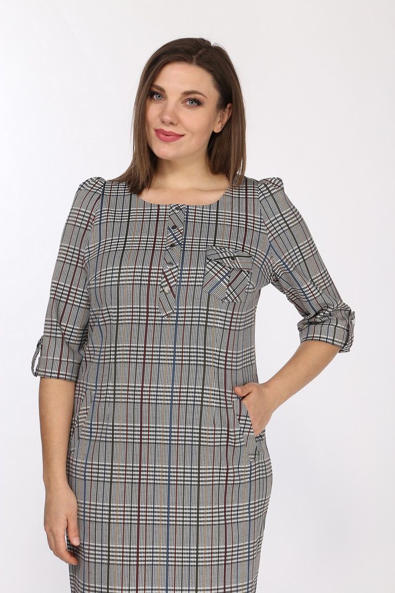Платья Lady Style Classic 432/7 клетка_серый