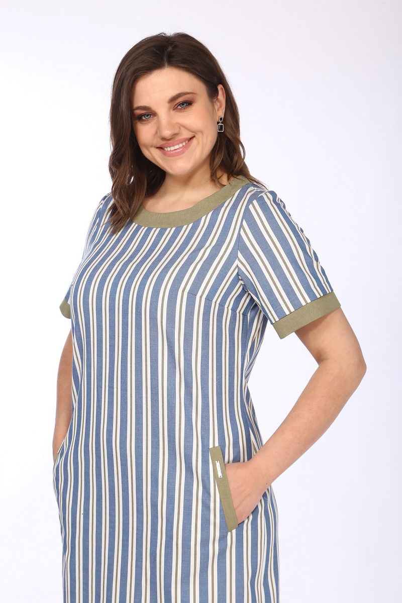 Платья Lady Style Classic 1427/9 синий_хаки-полосы