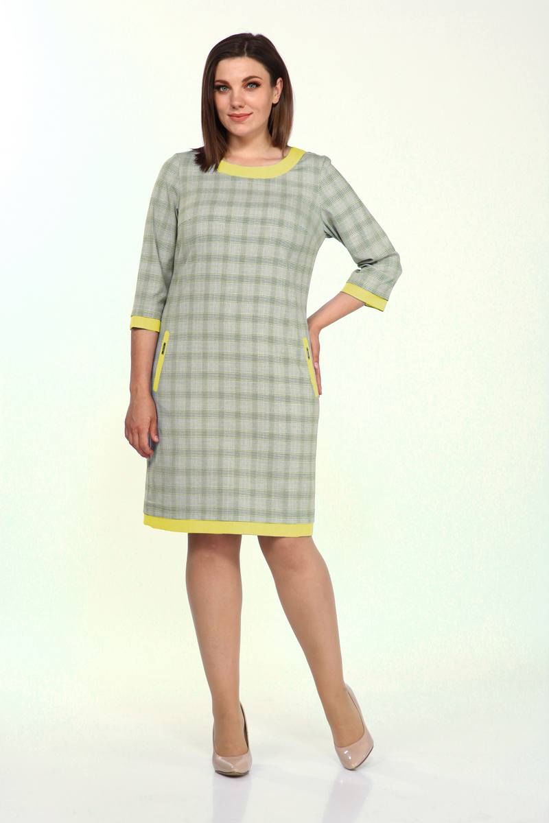 Платья Lady Style Classic 1427/7 серый_с_желтым