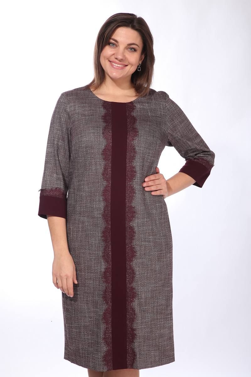 Платья Lady Style Classic 1509 бордовый_с_серым