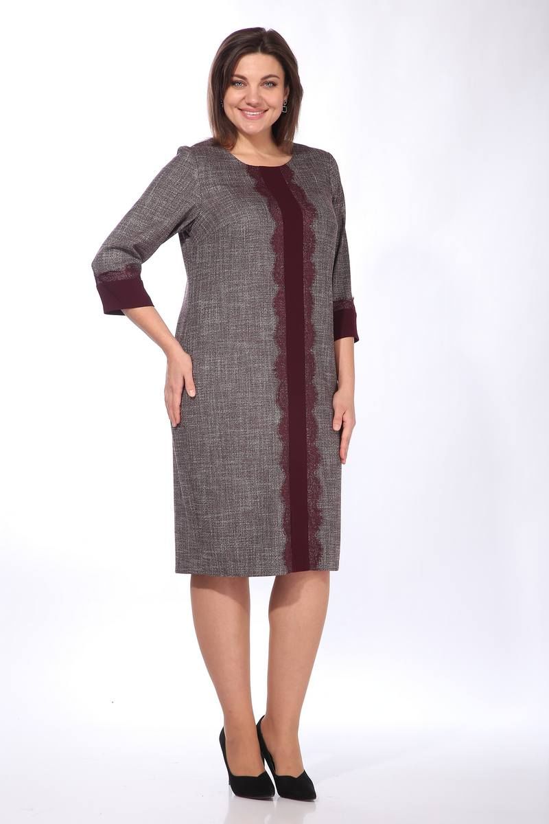 Платья Lady Style Classic 1509 бордовый_с_серым