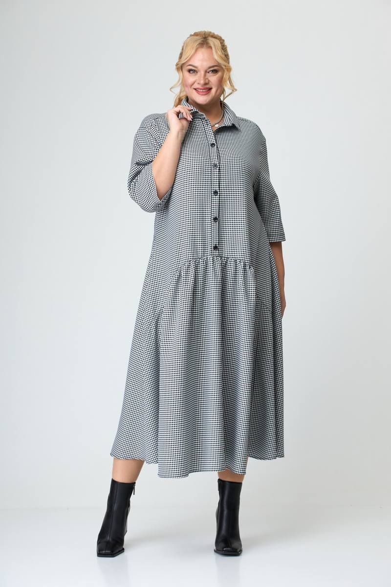 Платья Avenue Fashion 0102 мелкая_клетка/черный+белый