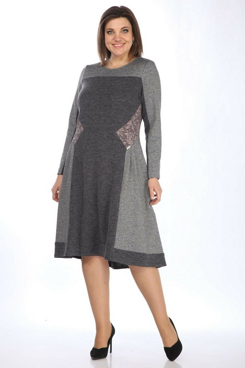 Платье Lady Style Classic 1746 серый_с_розовым