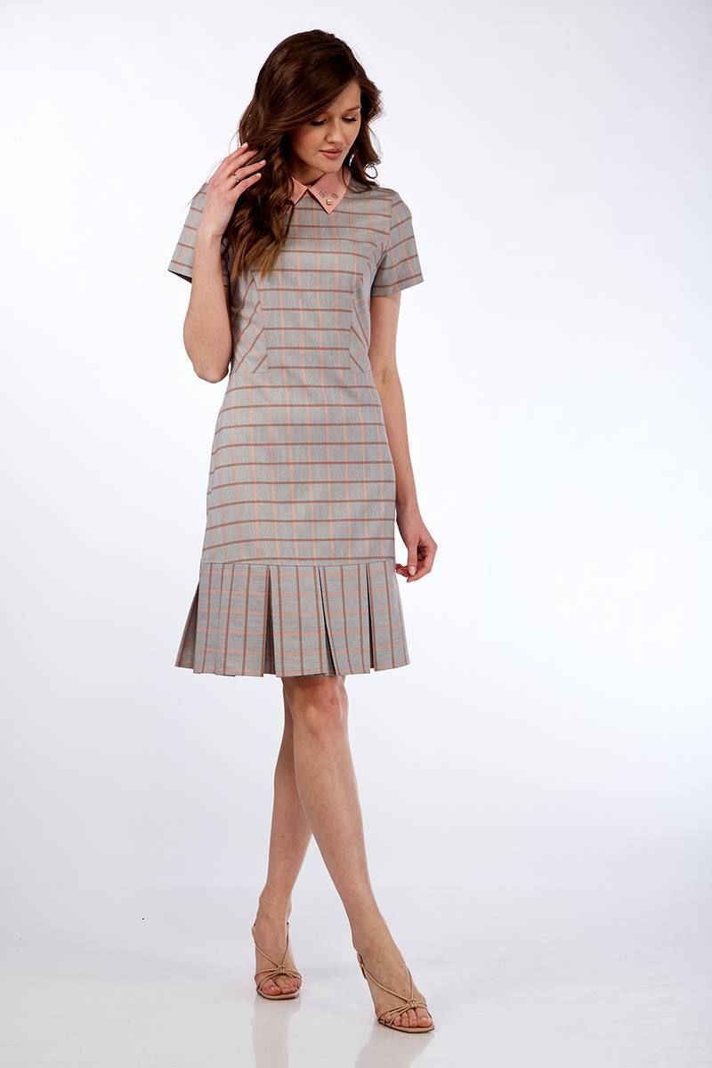 Платье Lady Style Classic 1274 розовый с серым 2
