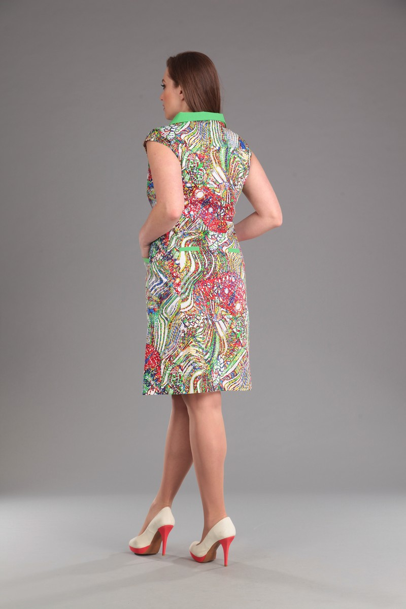 Платье Lady Style Classic 874 цветной+зелень 2