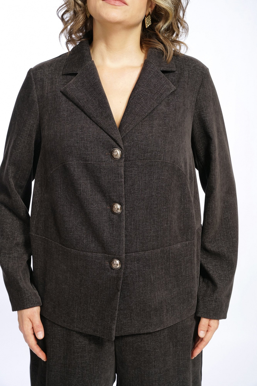 Костюм 2-ка деловой с жакетом и брюками Alani Collection 2682 коричневый 3