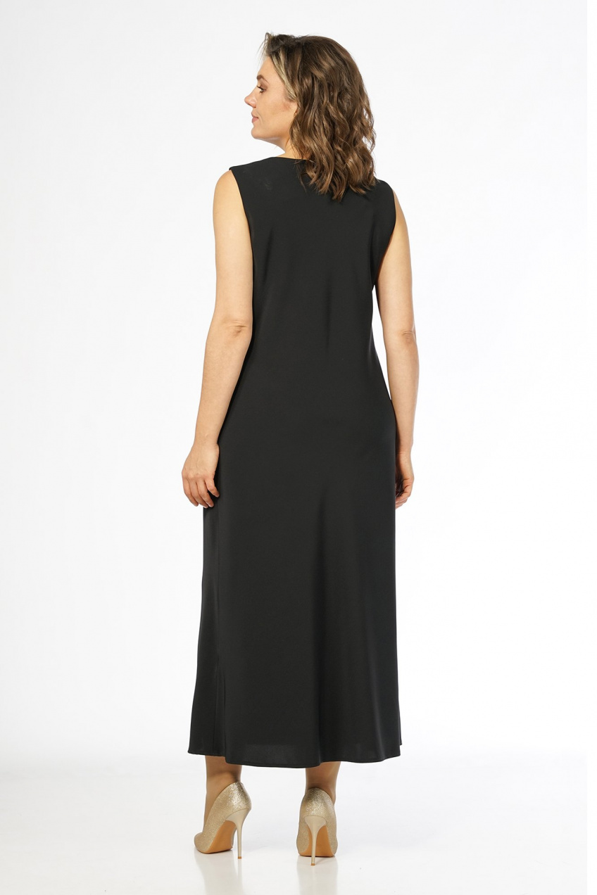 Костюм 2-ка с платьем и жакетом из велюра Alani Collection 2674 серый-черный-зеленый 4