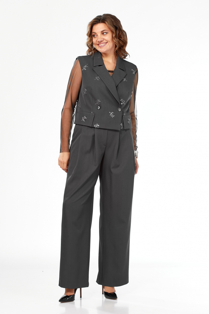 Блуза, брюки, жилет Alani Collection 2670 графит