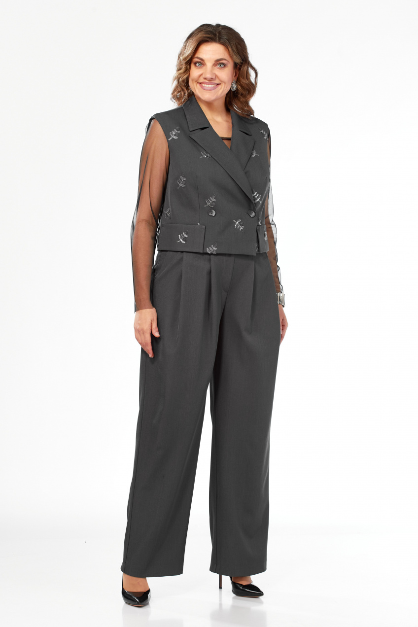 Блуза, брюки, жилет Alani Collection 2670 графит 4