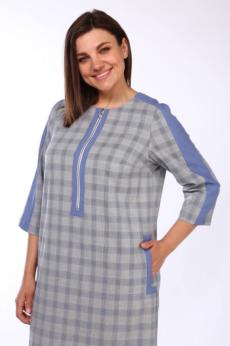 Платье Lady Style Classic 1503 синий_с_серым 4