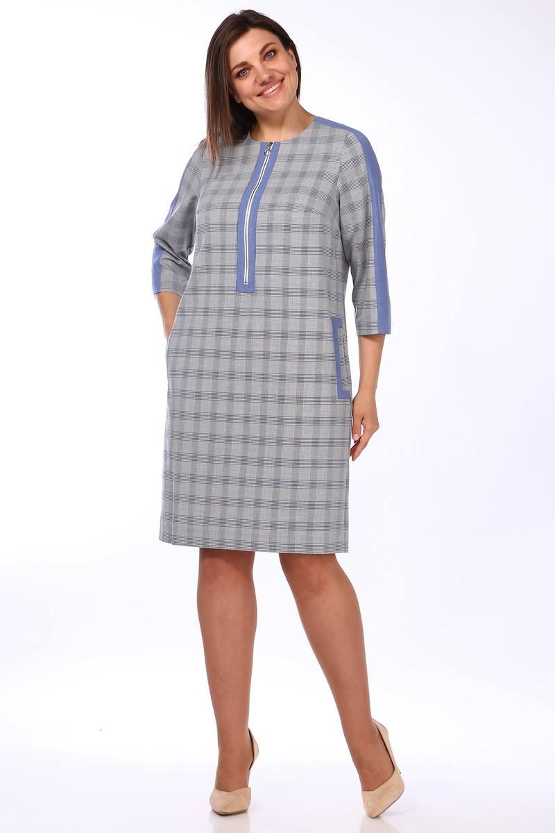 Платье Lady Style Classic 1503 синий_с_серым