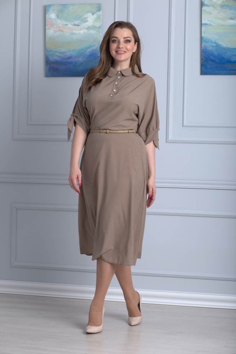 Платья Anelli 670 беж+горох