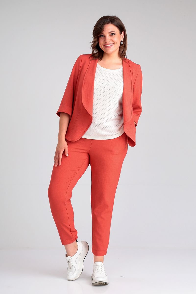 Брючные костюмы Liona Style 755 красно-коралловый
