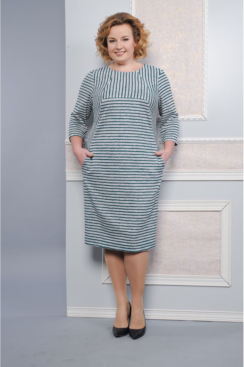 Платья Lady Style Classic 1234 серый-бирюза