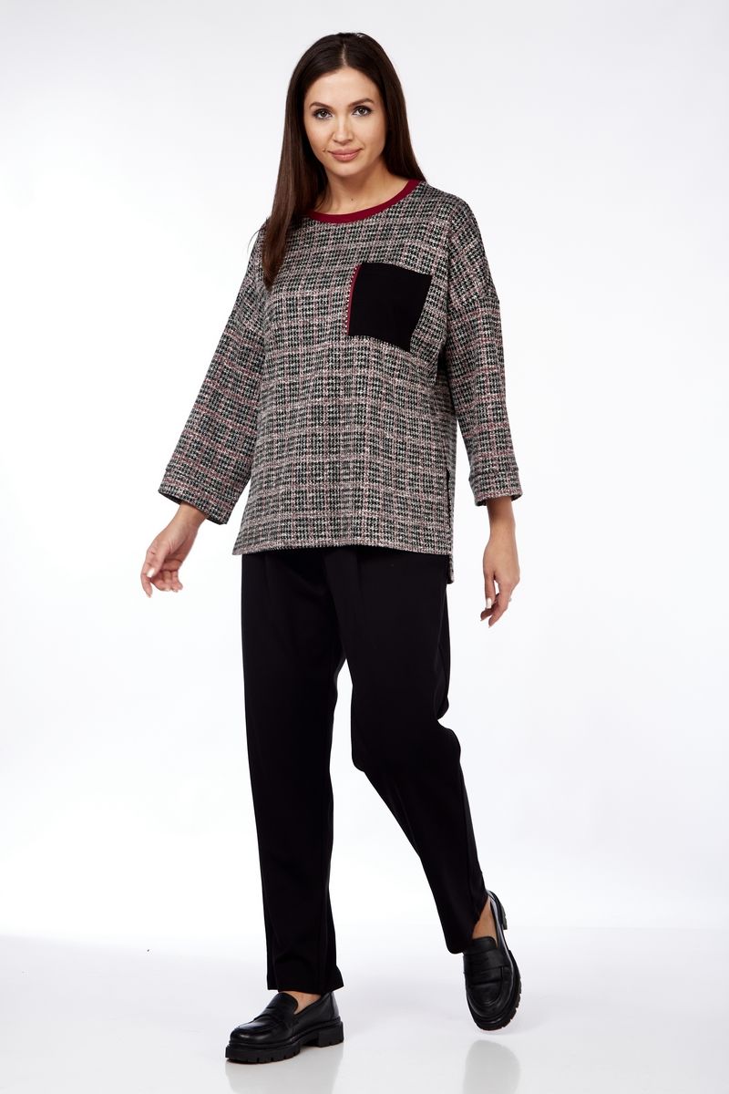 Брючные костюмы Michel chic 1360 черный-бордовый