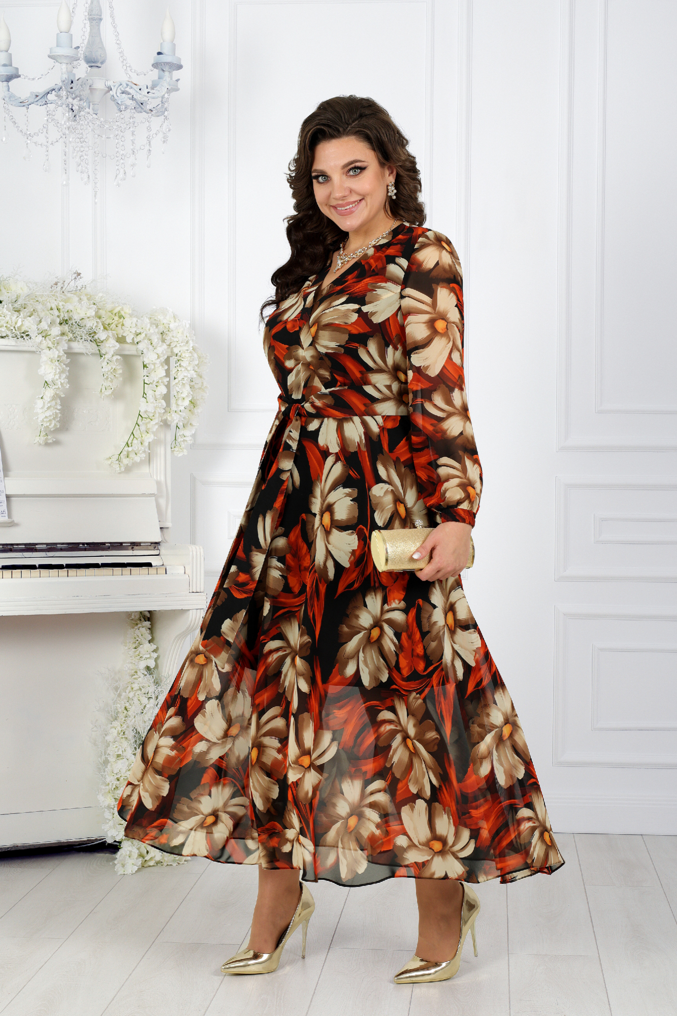 Платья Ninele 5983 красные ромашки