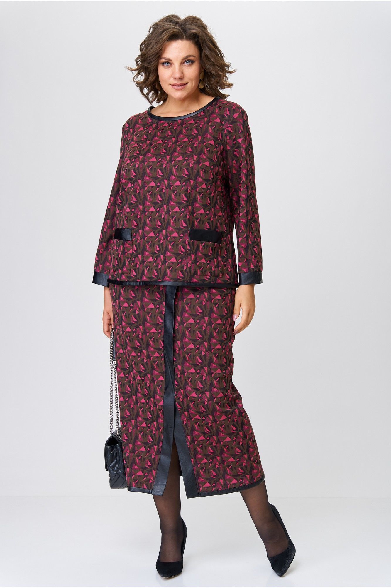 Комплекты юбочные Michel chic 1394 шоколад+фуксия