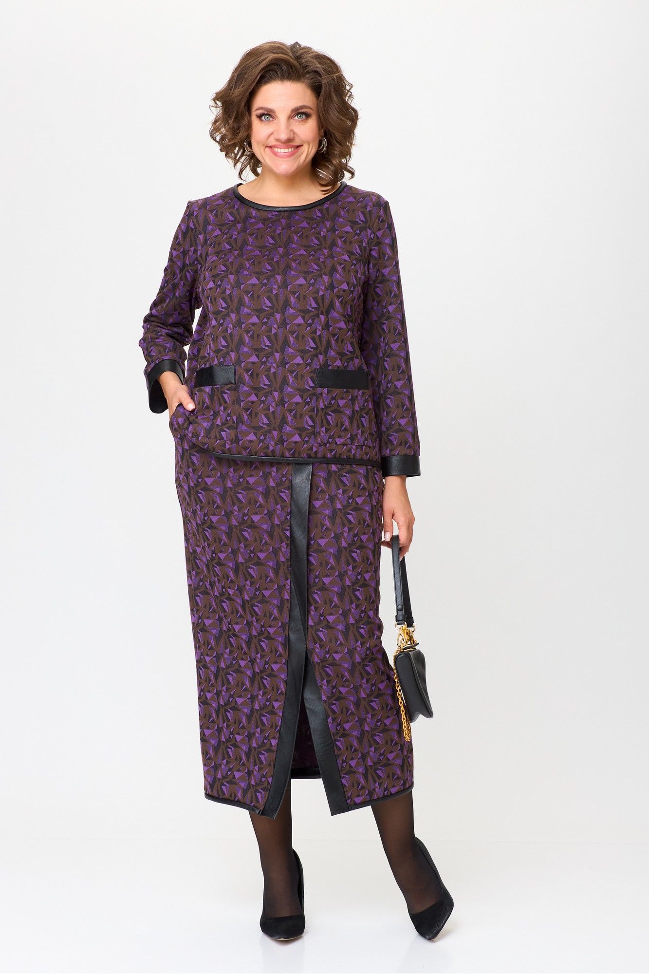 Комплекты юбочные Michel chic 1394 шоколад+фиолет