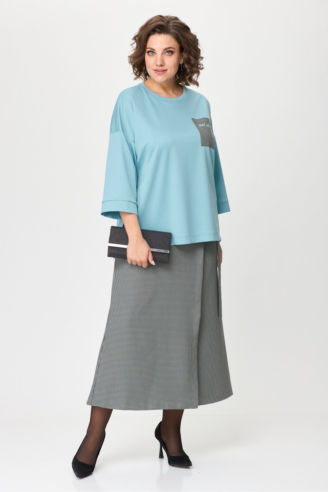 Комплекты брючные Michel chic 1362/1 голубой,клетка